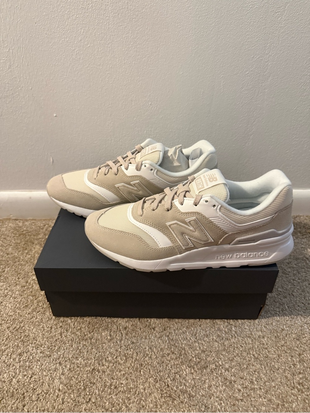 New Balance Tan & White 997H Athletic Sneakers